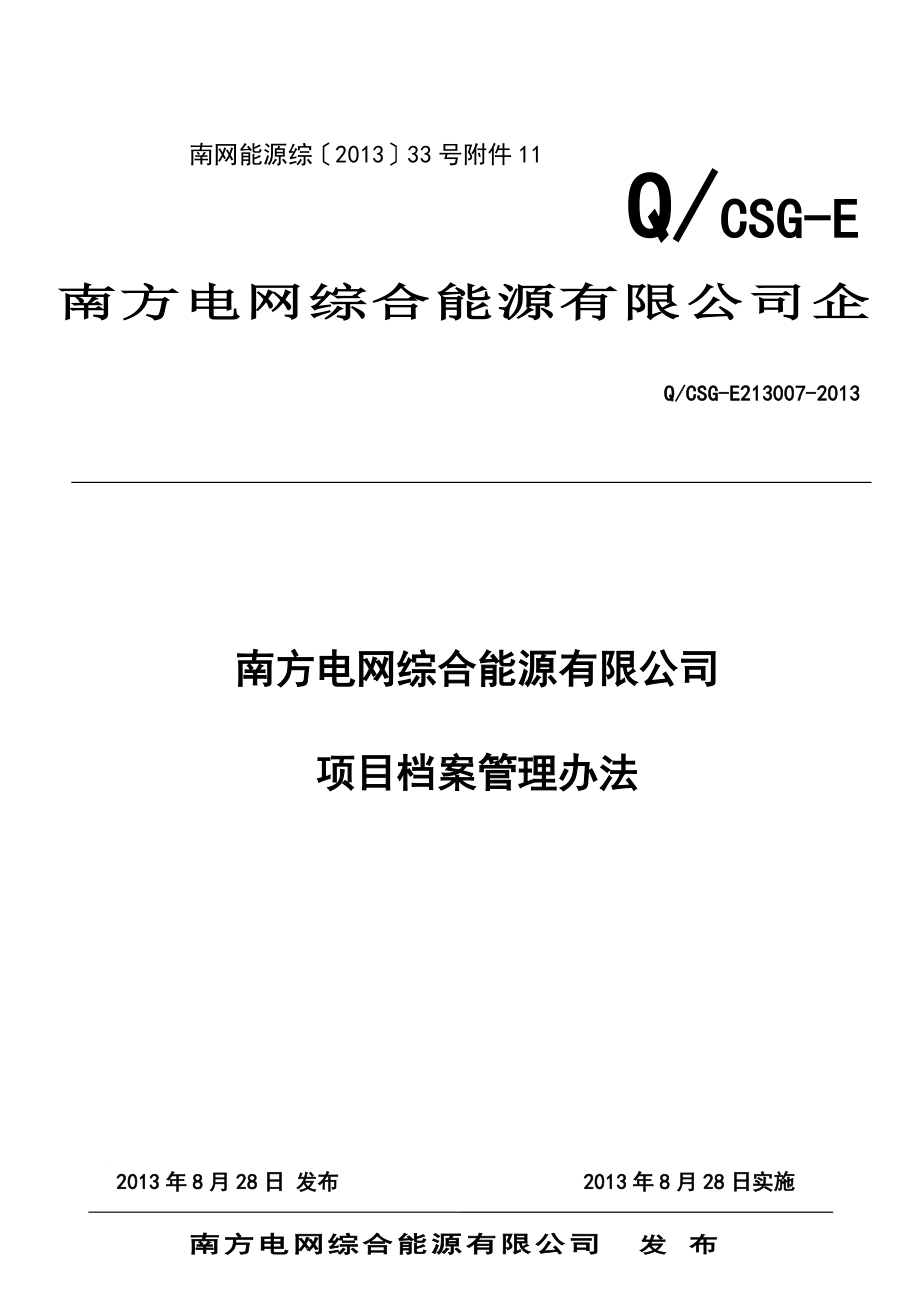 某综合能源有限公司项目档案管理办法_第1页