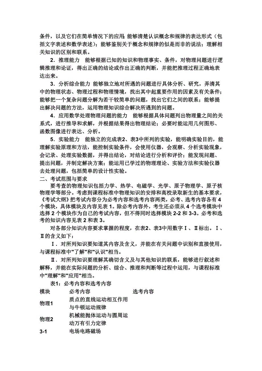 全国新课标Ⅱ云南省高考考试大纲要求.doc_第3页