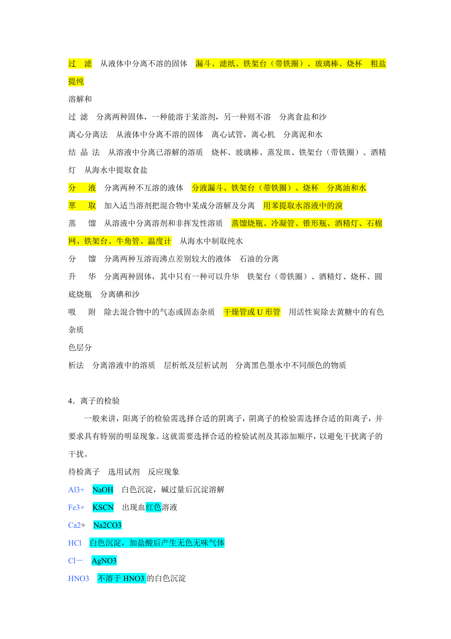 人教版高一化学必修一知识点总结_第3页