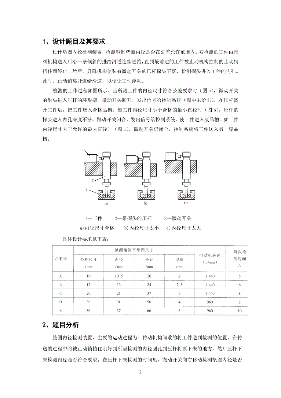 机械原理课程设计——垫圈内径检测装置_第2页