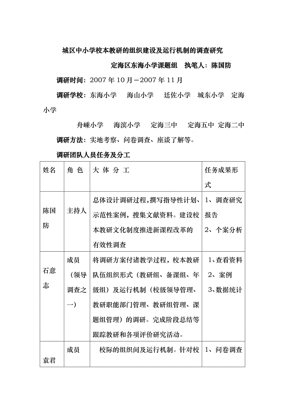 城区中小学校本教研的组织建设及运行机制的调查研究_第1页