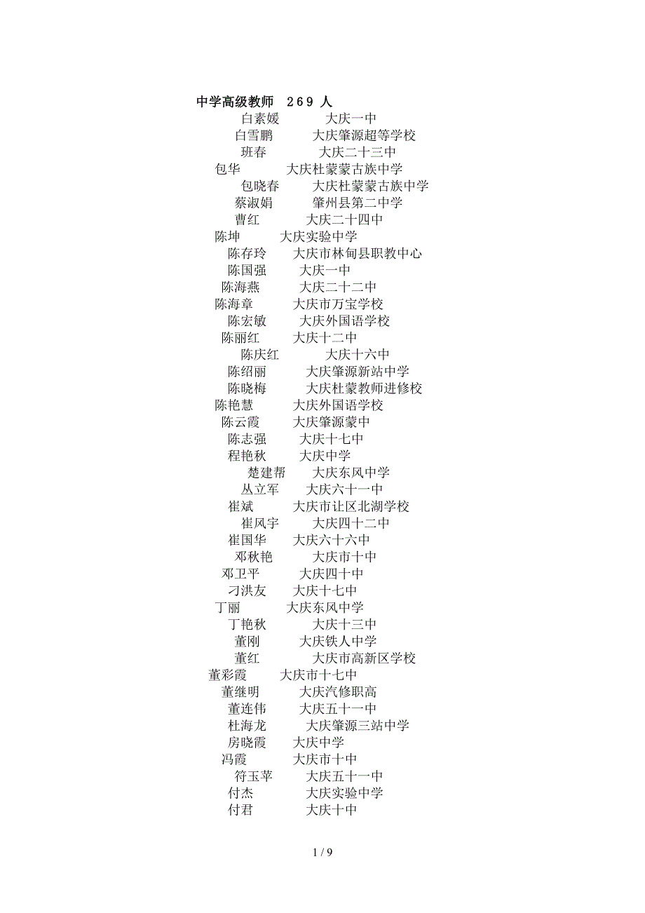 中学高级教师 269 人 2_第1页