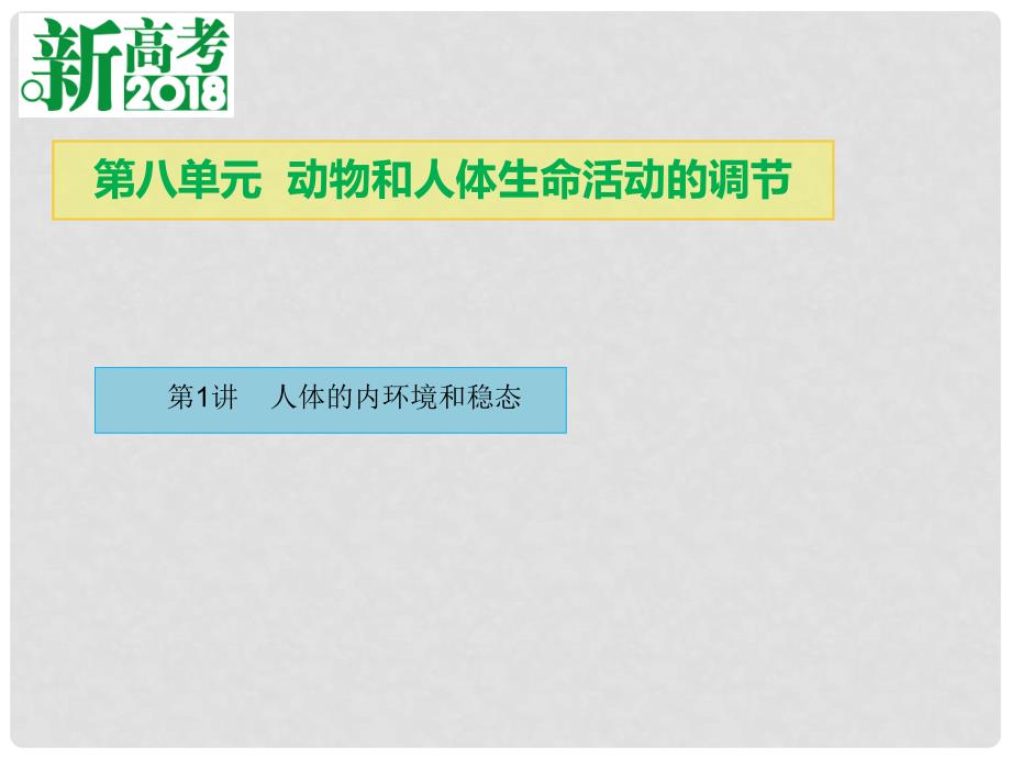 高考生物总复习 第八单元 动物和人体生命活动的调节 第1讲 人体的内环境和稳态课件_第1页