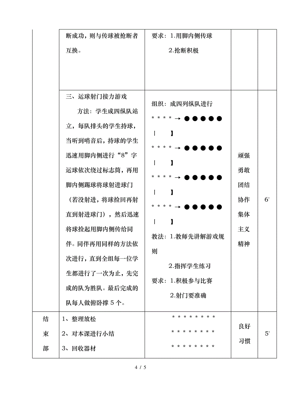 小学体育足球脚内侧踢球教案_第4页