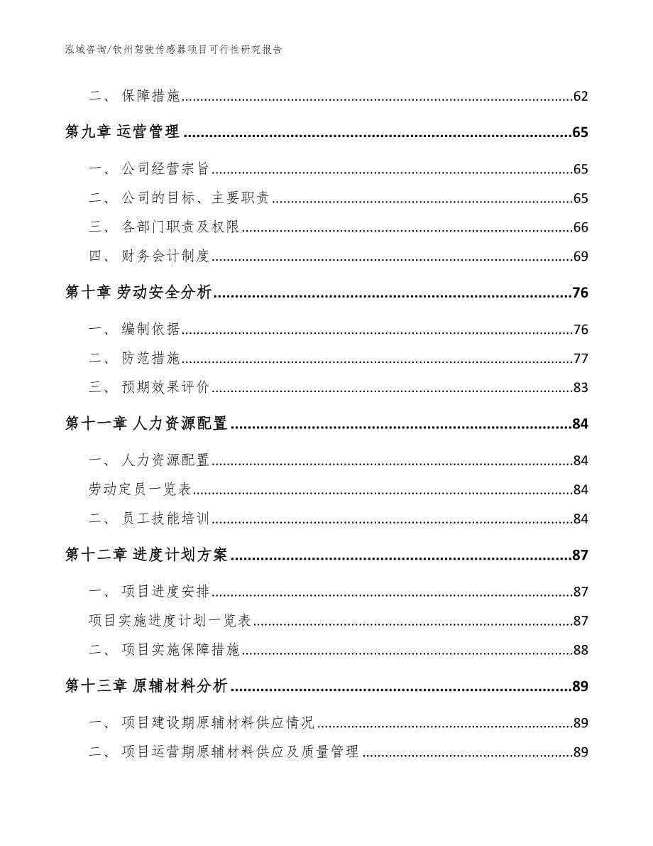 钦州驾驶传感器项目可行性研究报告【范文】_第5页