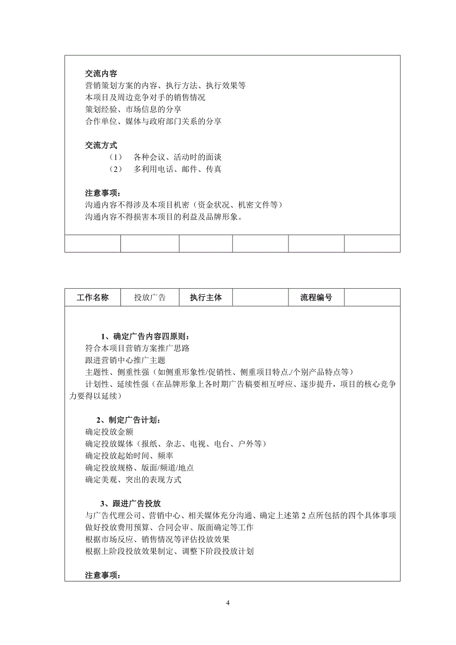 策划经理岗位工作标准_第4页