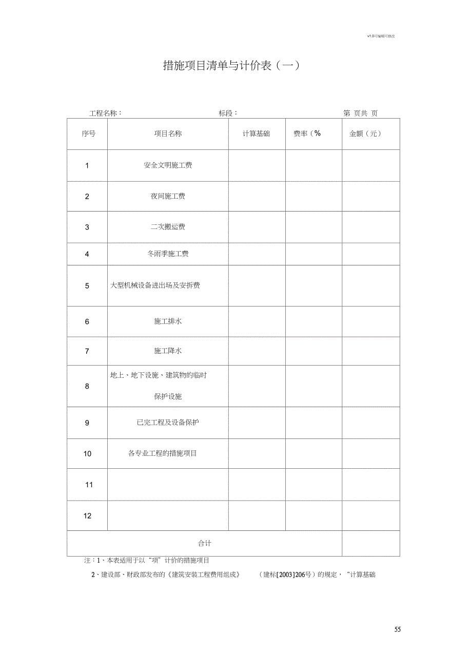 工程量清单编制使用表格_第5页