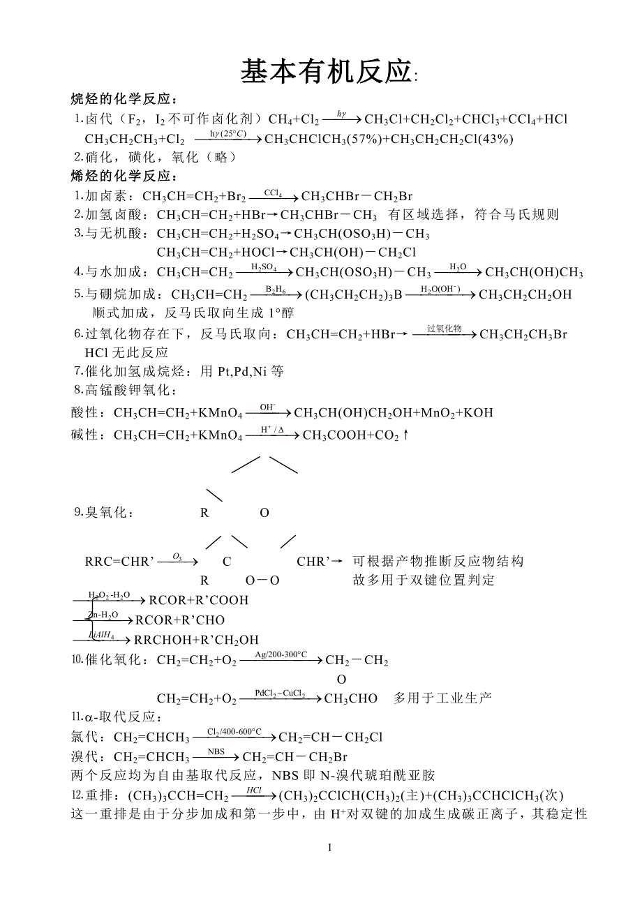 (完整word版)大学有机方程式总结-有机反应总结.doc_第1页