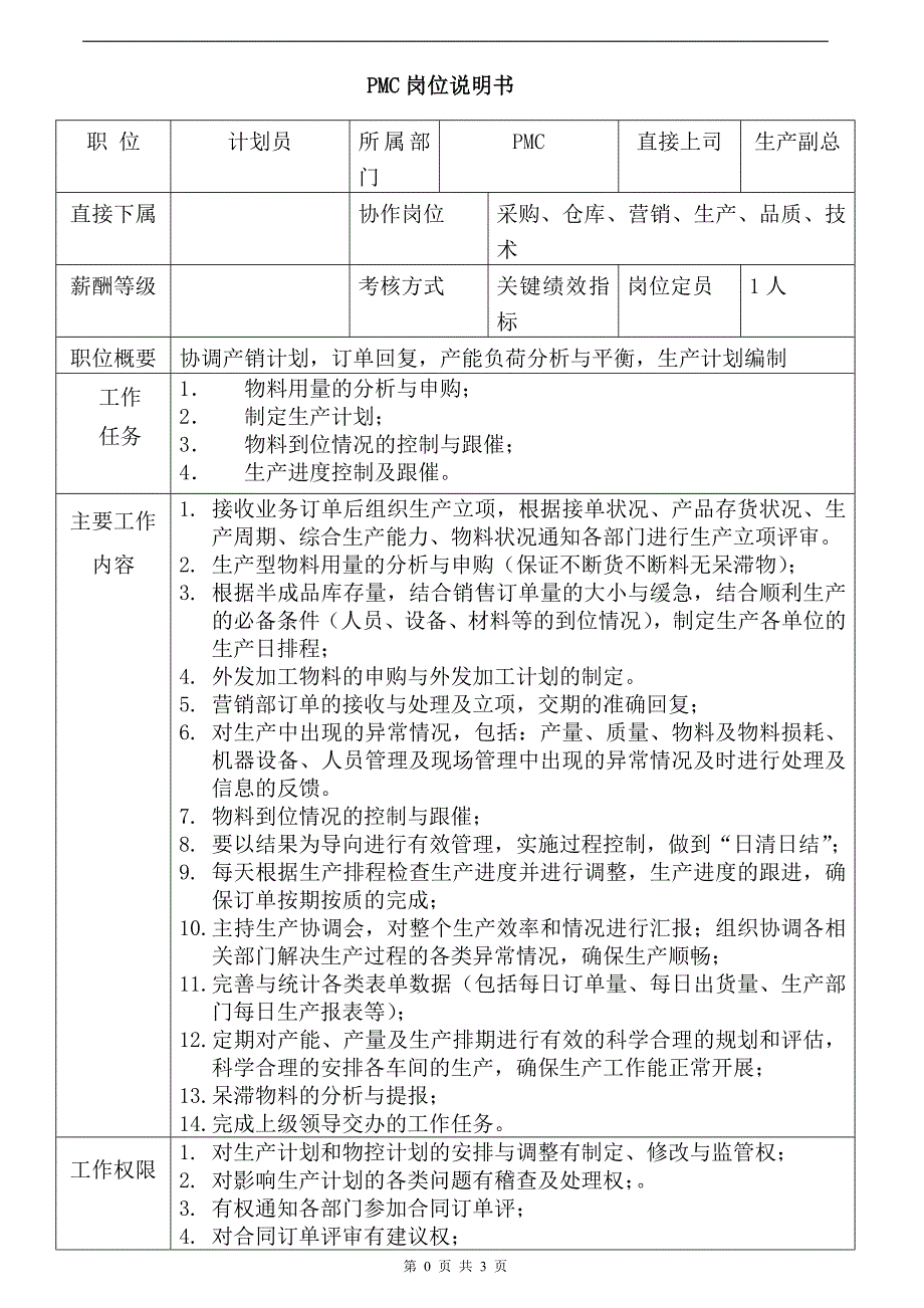 PMC计划员岗位职责说明书.doc_第1页