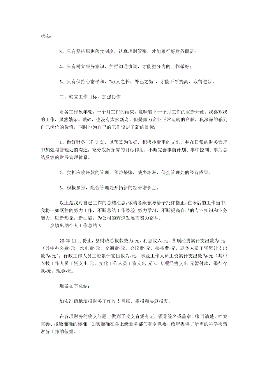 2022乡镇出纳个人工作总结通用_第3页