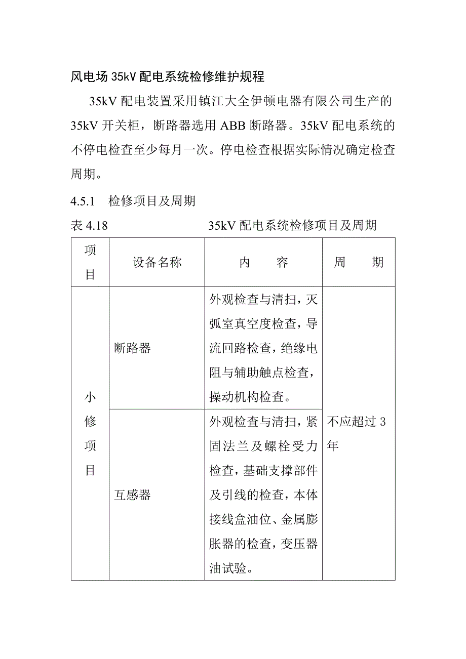 风电场35kV配电系统检修维护规程_第1页