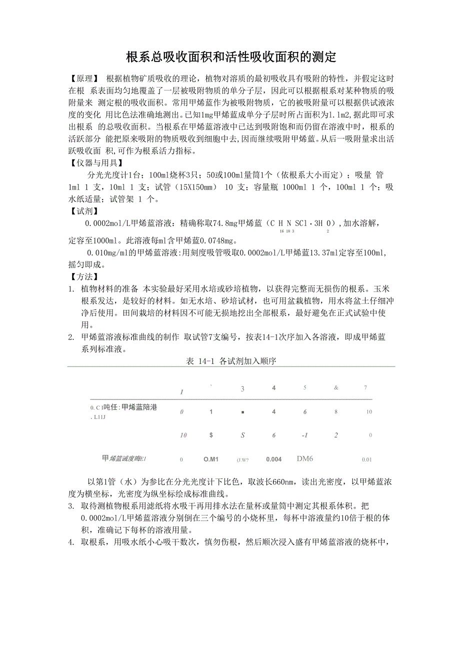 根系总吸收面积和活性吸收面积的测定_第1页