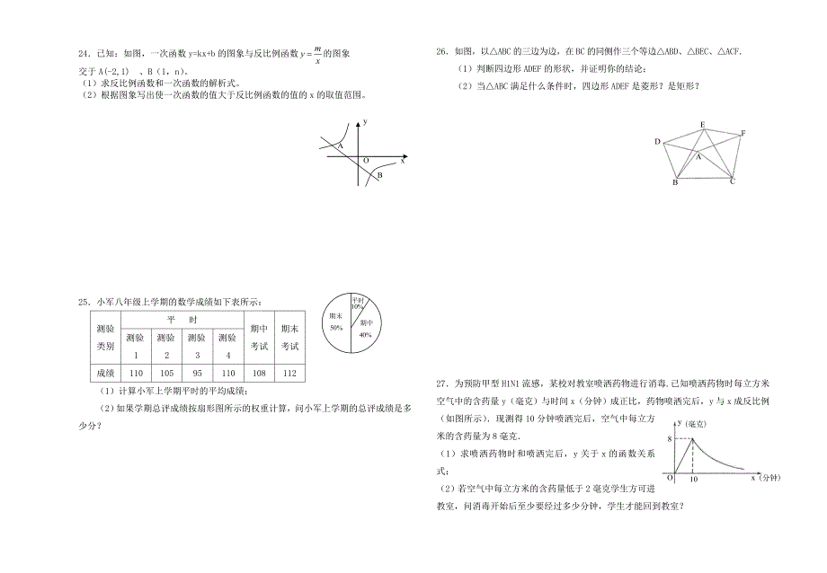 人教版八年级下学期数学期末试题.doc_第3页