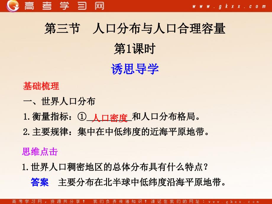 高中地理1.3《人口分布与人口合理容量》课件4（55张PPT）（鲁教版必修2）_第2页