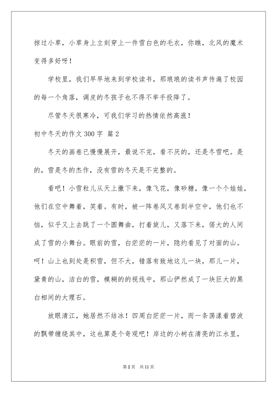 初中冬天的作文300字十篇_第2页