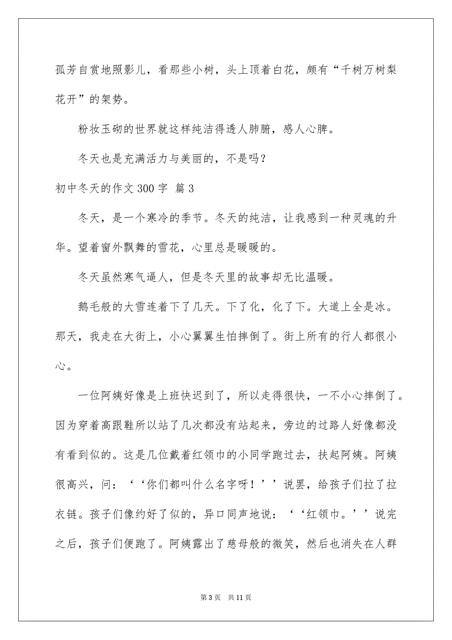 初中冬天的作文300字十篇_第3页