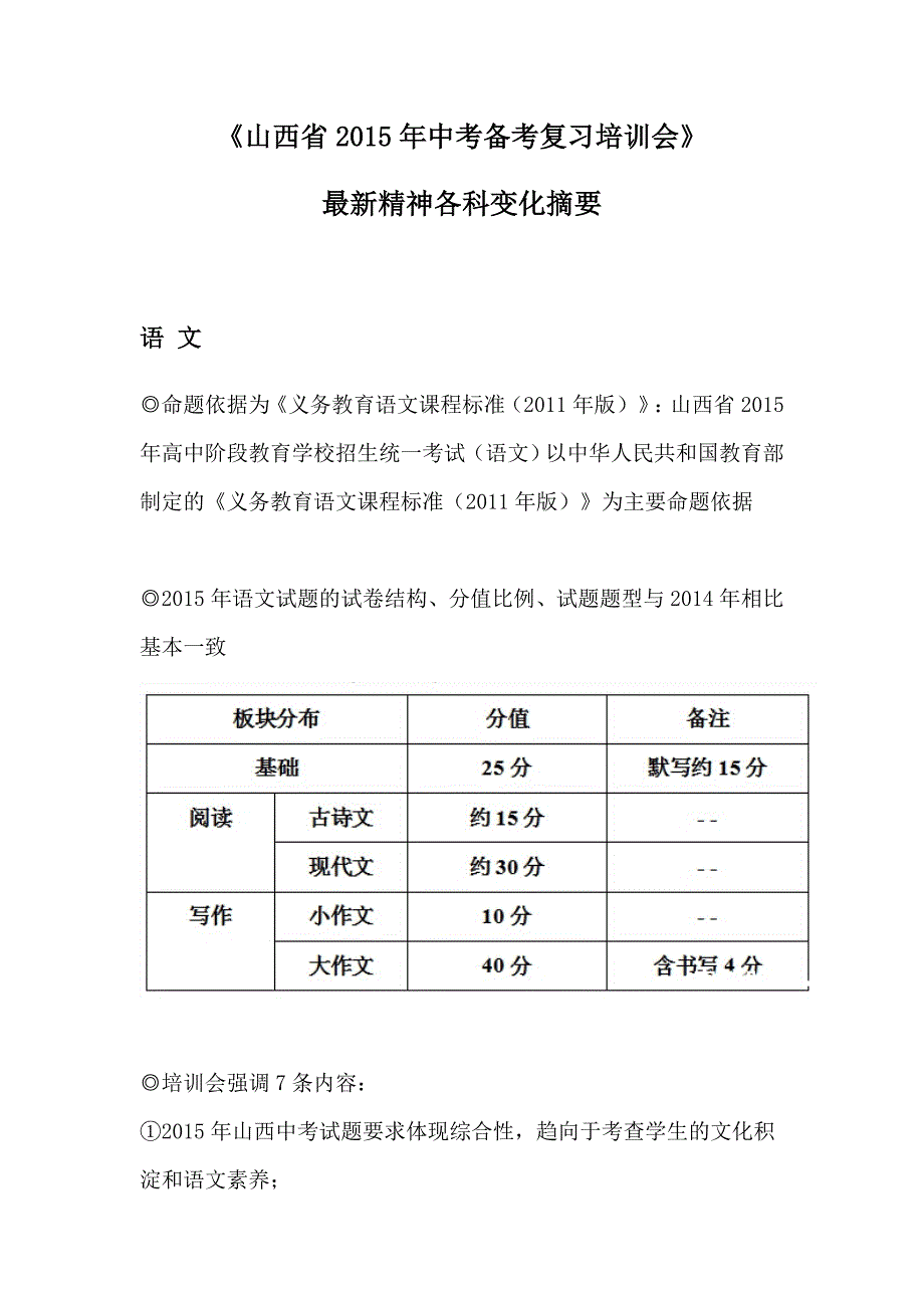 山西省2015年中考备考复习培训会_第1页