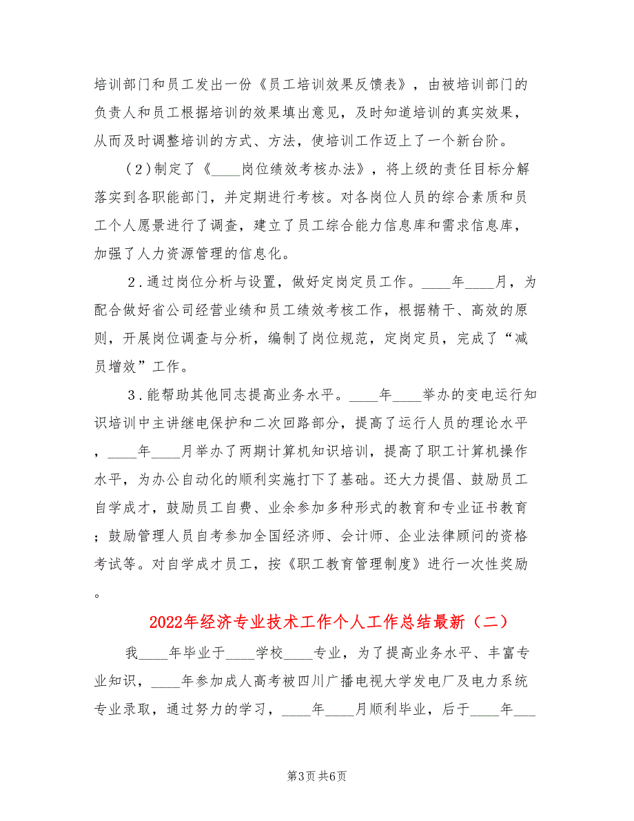 2022年经济专业技术工作个人工作总结最新_第3页