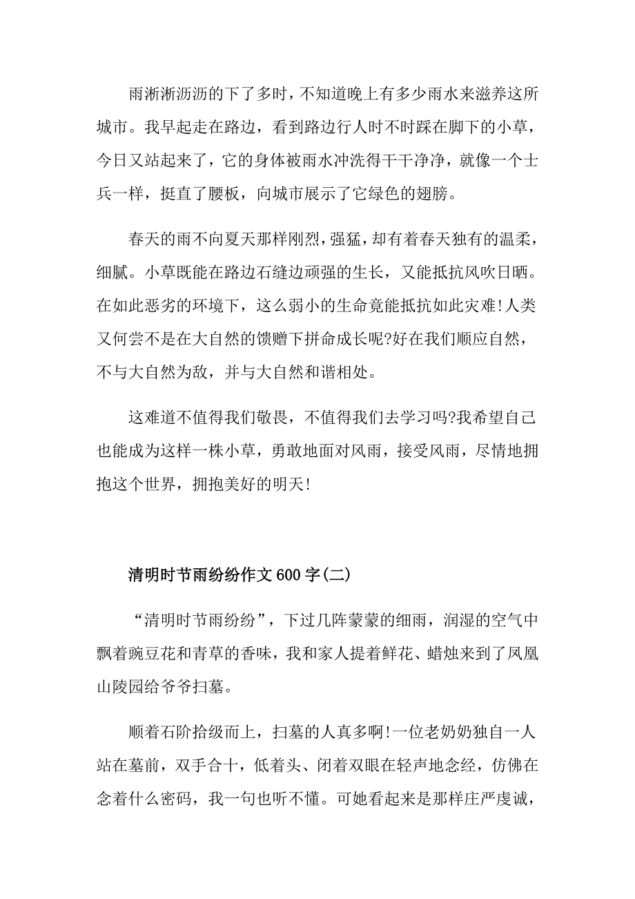 清明时节雨纷纷作文600字5篇_第2页