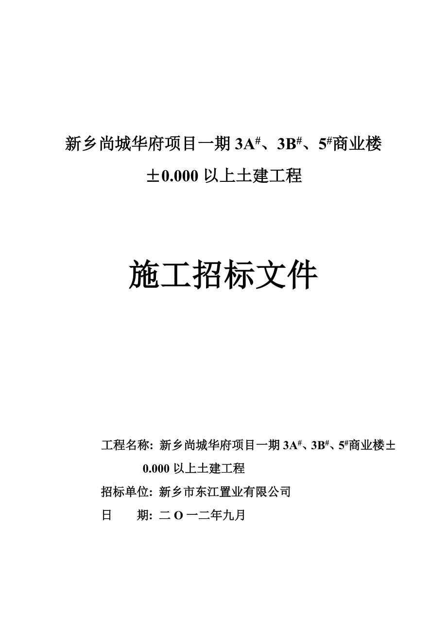 建筑工程招标文件例文_第1页