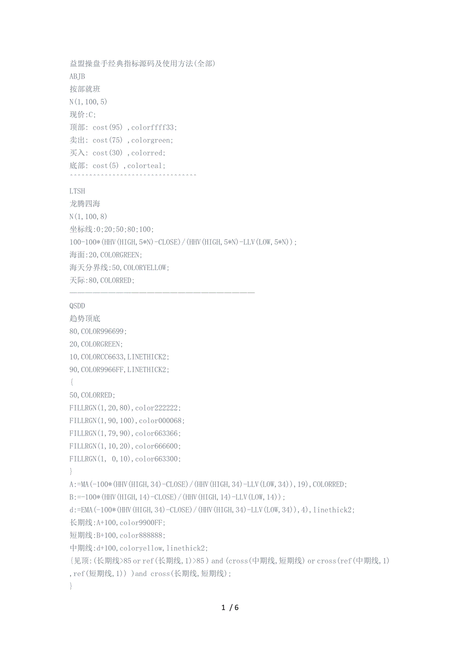 益盟操盘手经典指标源码及使用方法.docx_第1页