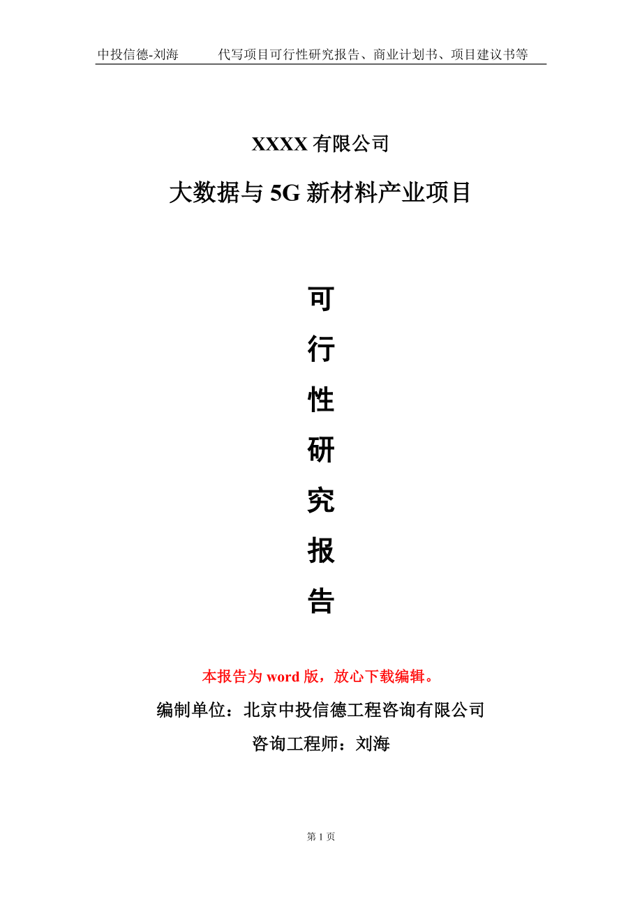 大数据与5G新材料产业项目可行性研究报告模板_第1页