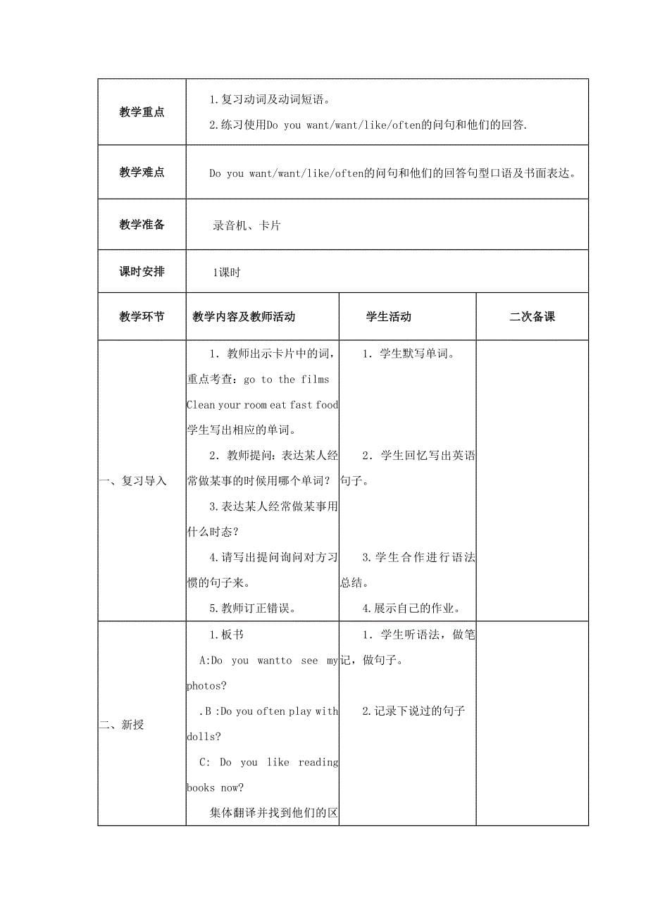 五年级英语上册 Module 8 Unit 1、2教案 外研版_第5页