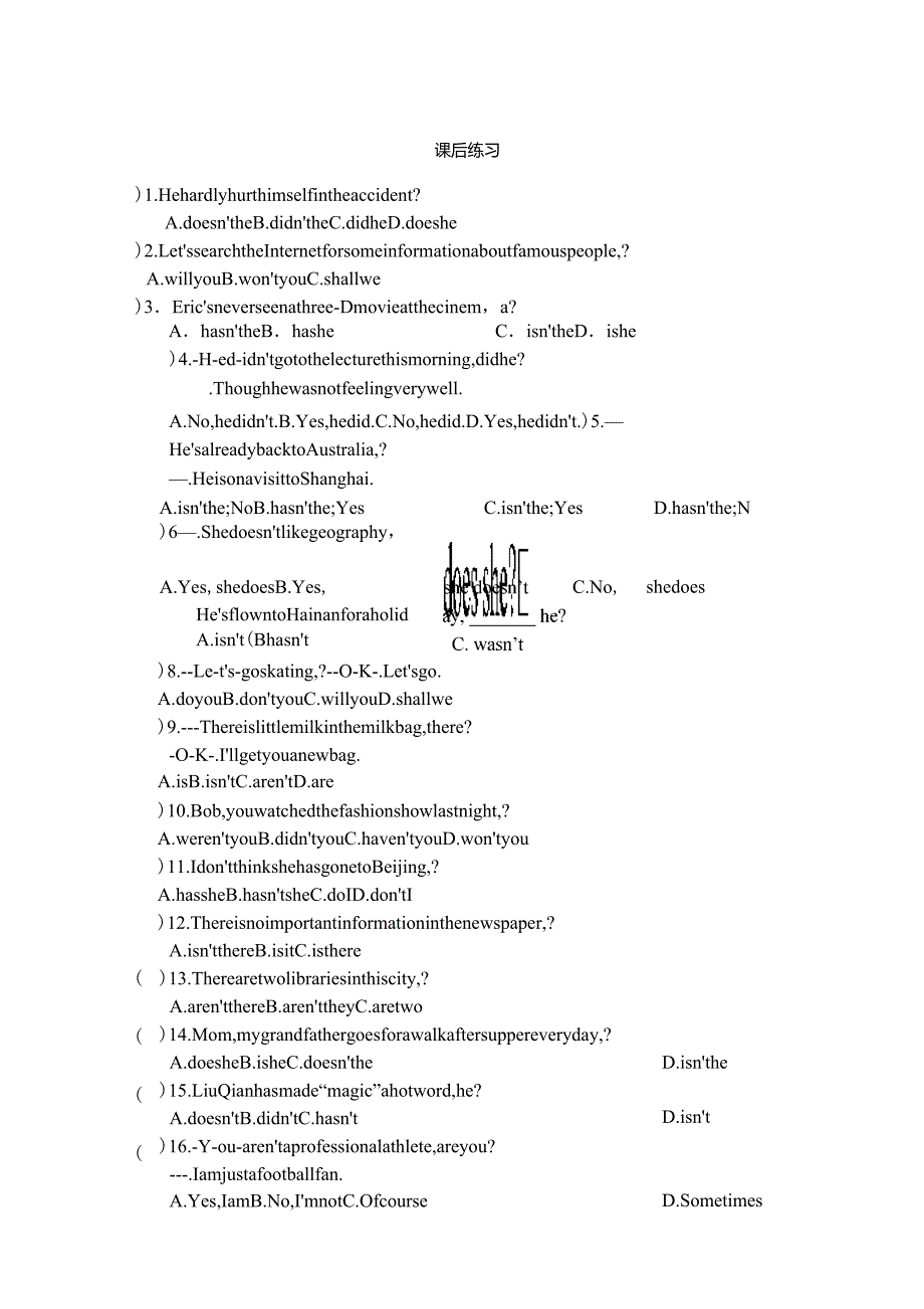 初中反义疑问句讲解_第4页