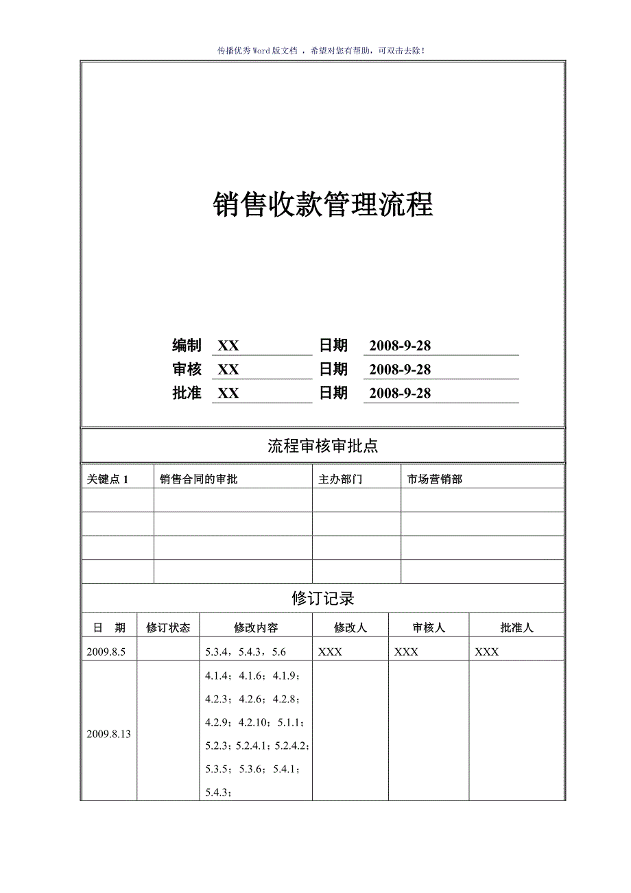 房地产公司销售回款流程统一版（参考模板）_第1页