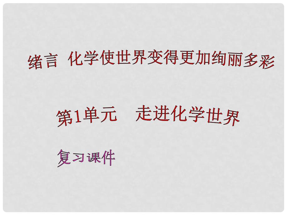 九年级化学上册 第1单元走进化学世界复习课件 人教新课标版_第1页