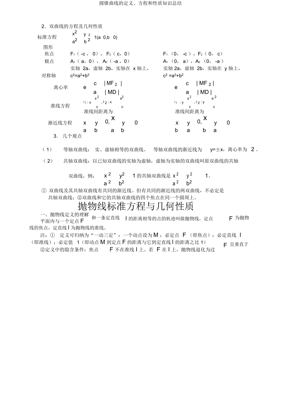 圆锥曲线定义方程和性质知识.doc_第3页