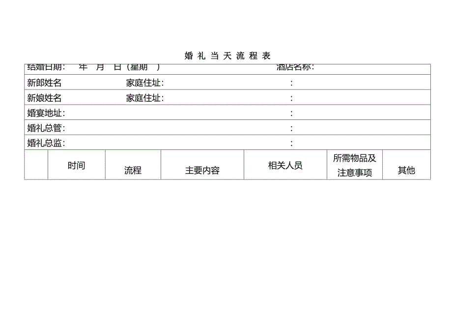 婚礼当天流程表(详细版)(完整版)资料_第2页