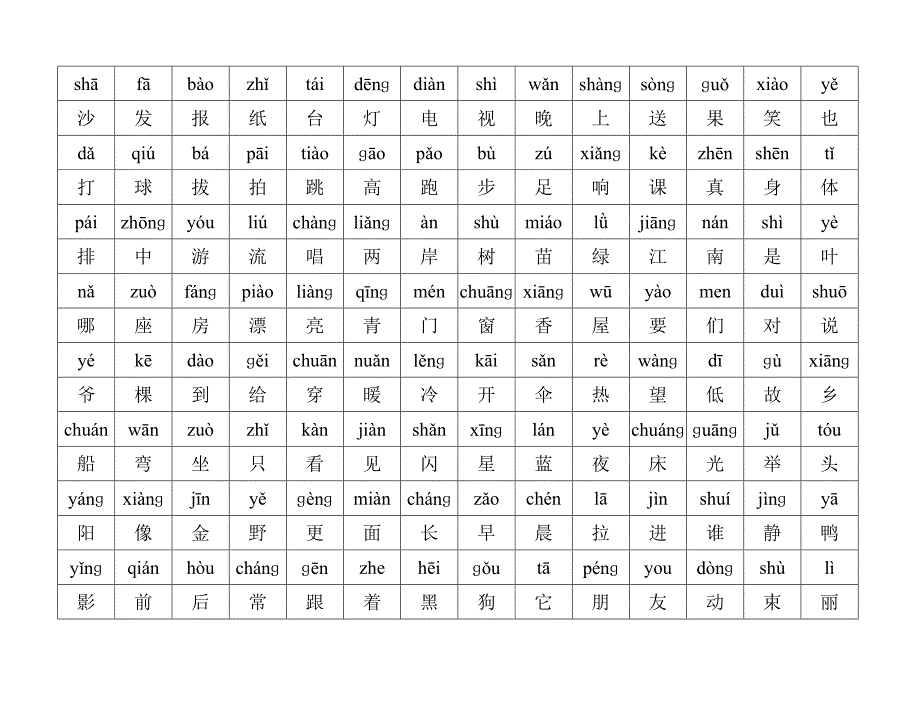 人教版一年级上册生字表1(汉字带拼音)_第2页