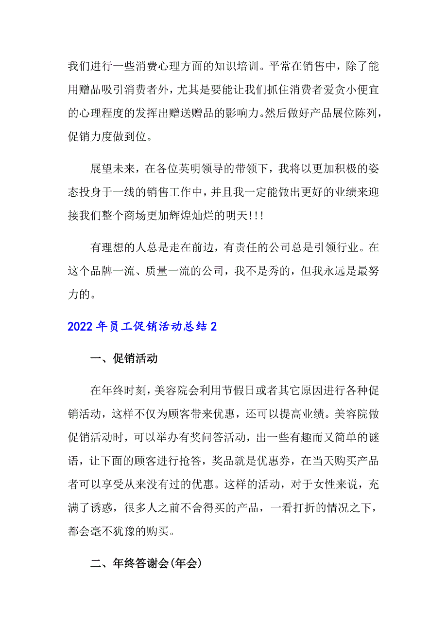 2022年员工促销活动总结_第2页