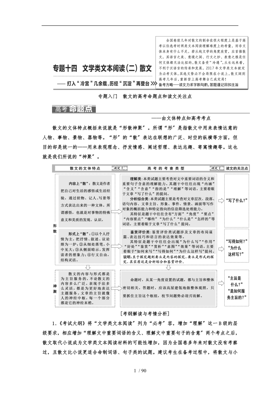 专题十四--文学类文本阅读(二)散文_第1页