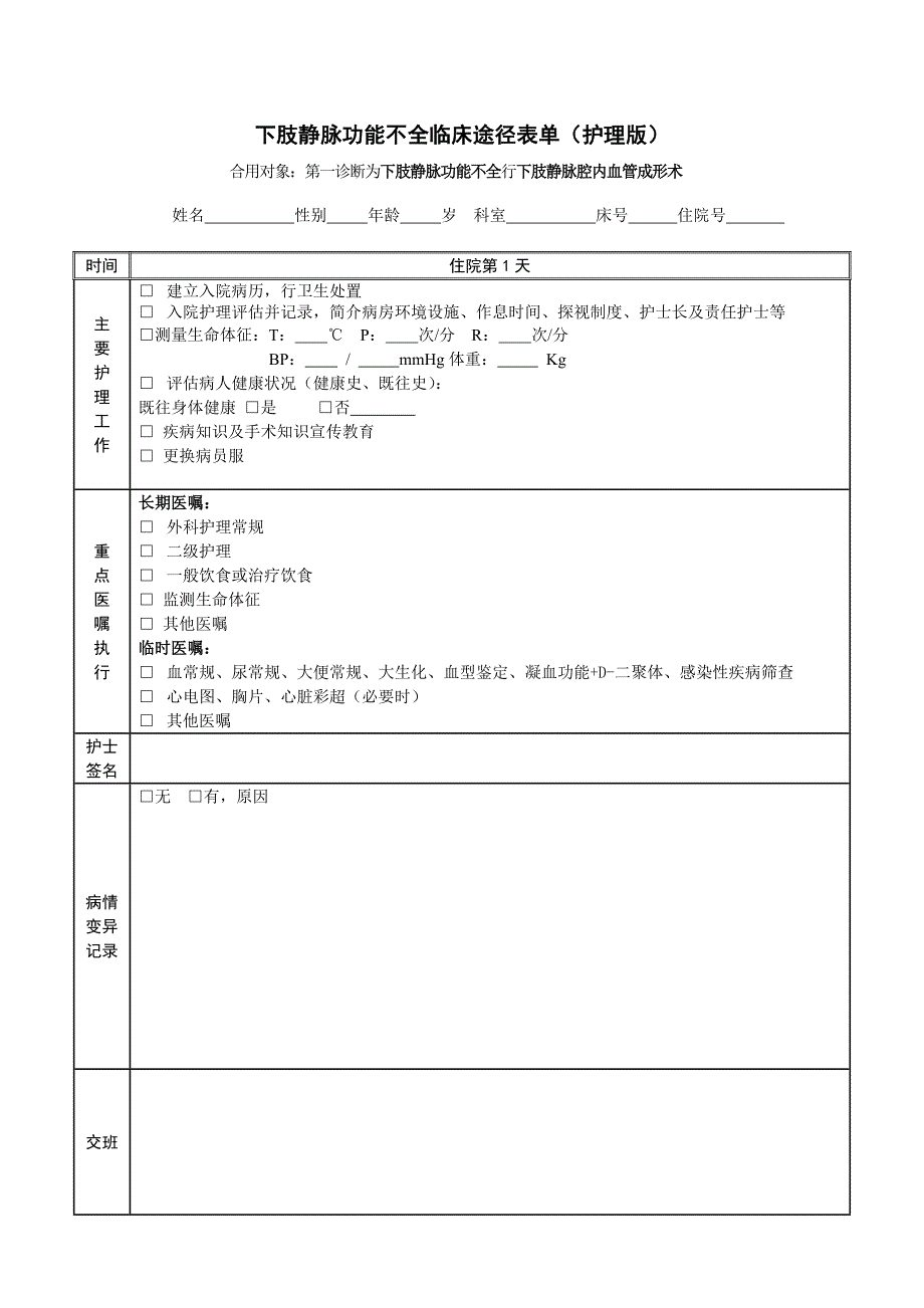 2023年下肢静脉功能不全手术版的临床路径护理版题库_第1页