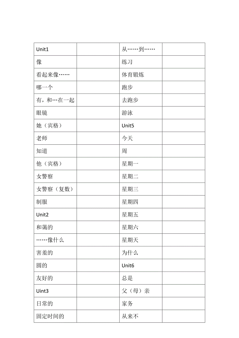 四年级下册英语最新版单词表广州_第1页