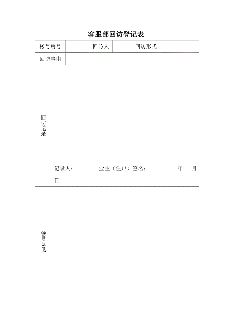 物业客服部表格优质资料_第2页