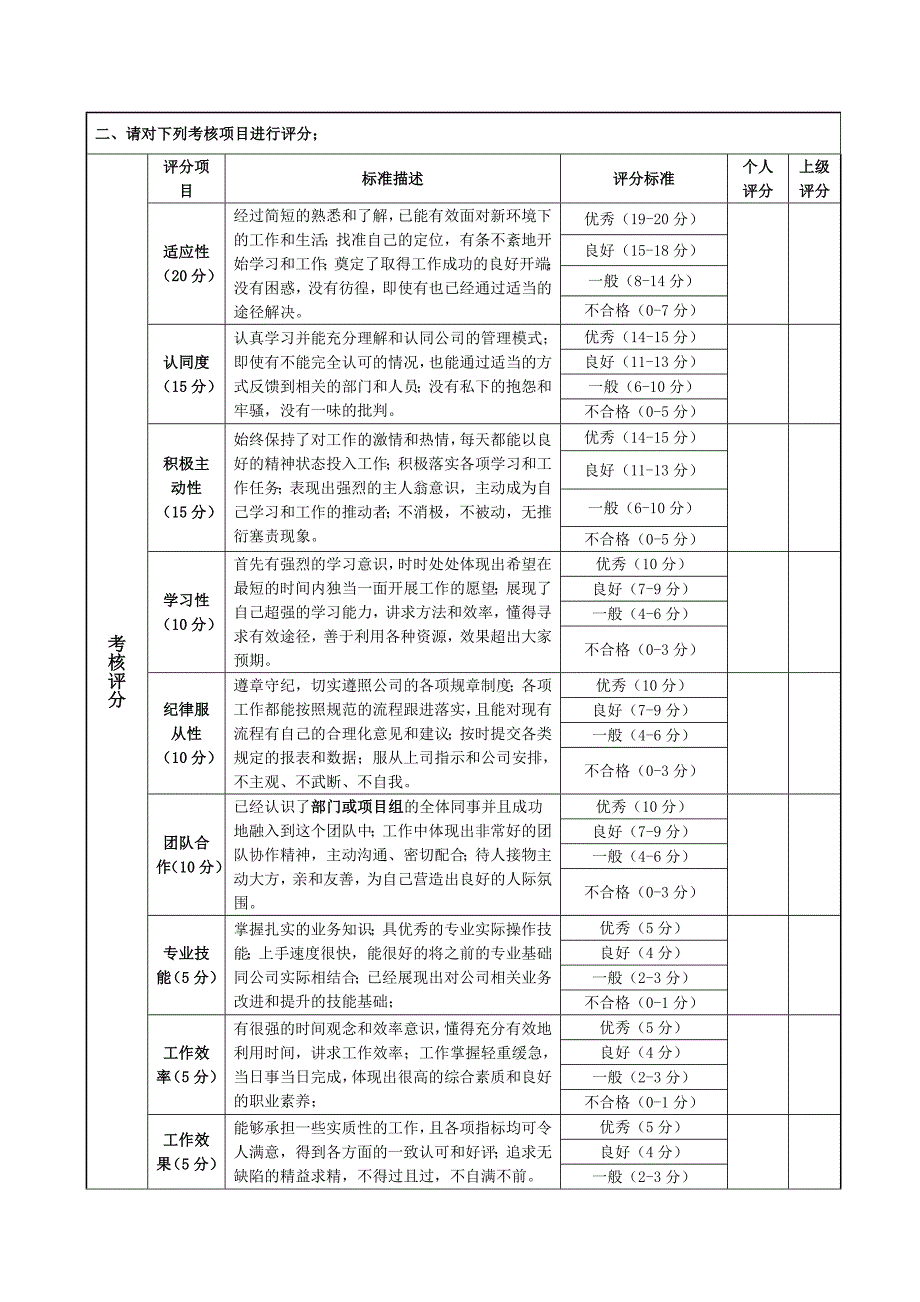 试用期员工跟踪考核表和转正评估表.doc_第2页