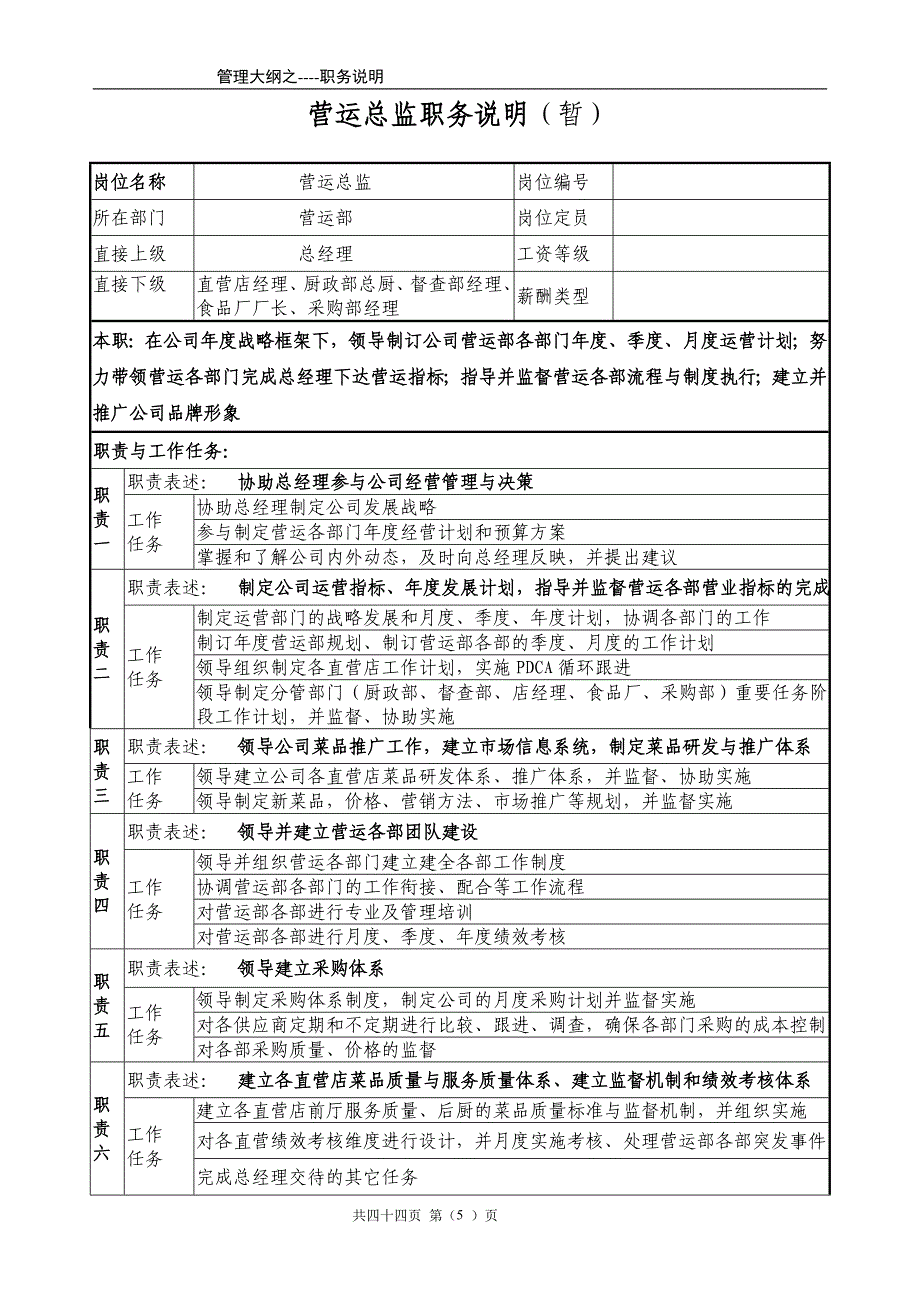 餐饮加盟连锁业各岗位职务说明.doc_第5页