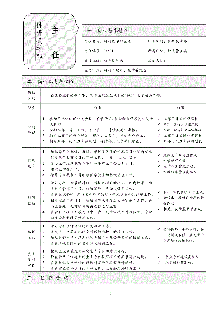 医院岗位分析与岗位说明书撰写_第3页