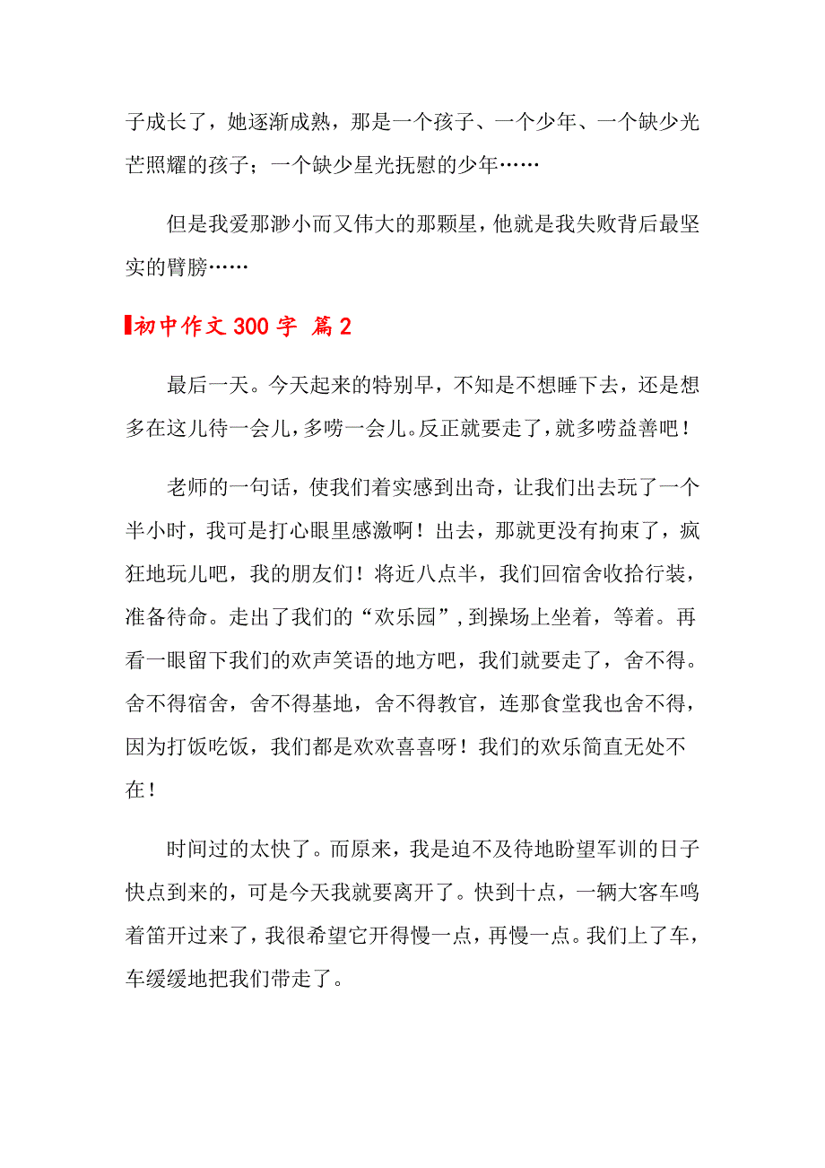 2022年初中作文300字8篇_第2页