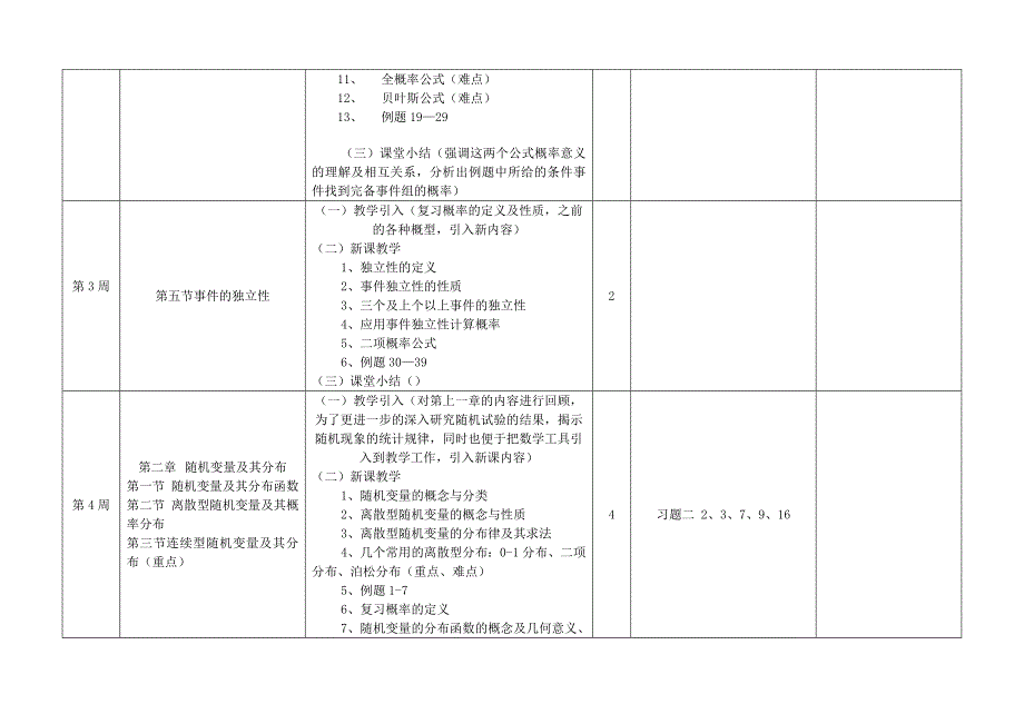 《概率论与数理统计》课程教学进度与教案表_第3页