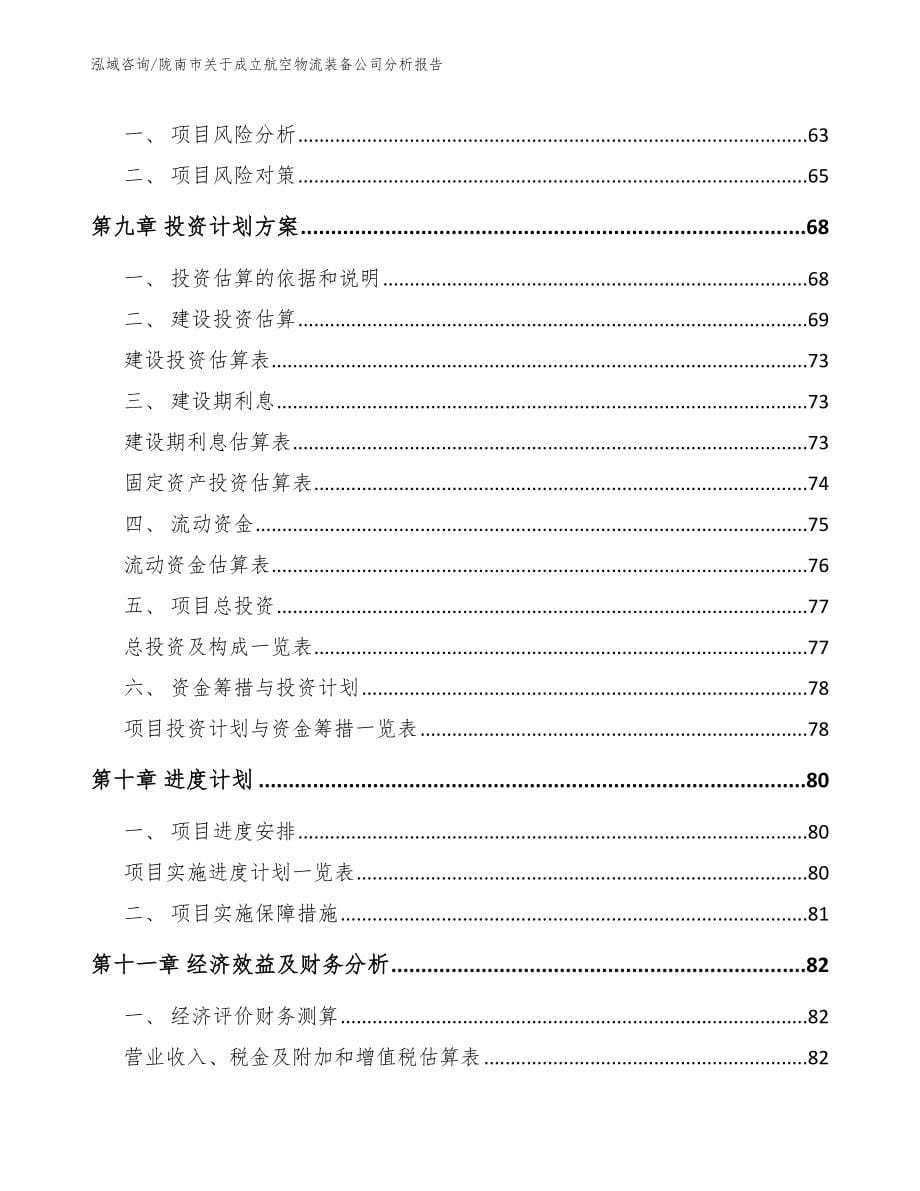 陇南市关于成立航空物流装备公司分析报告（参考模板）_第5页