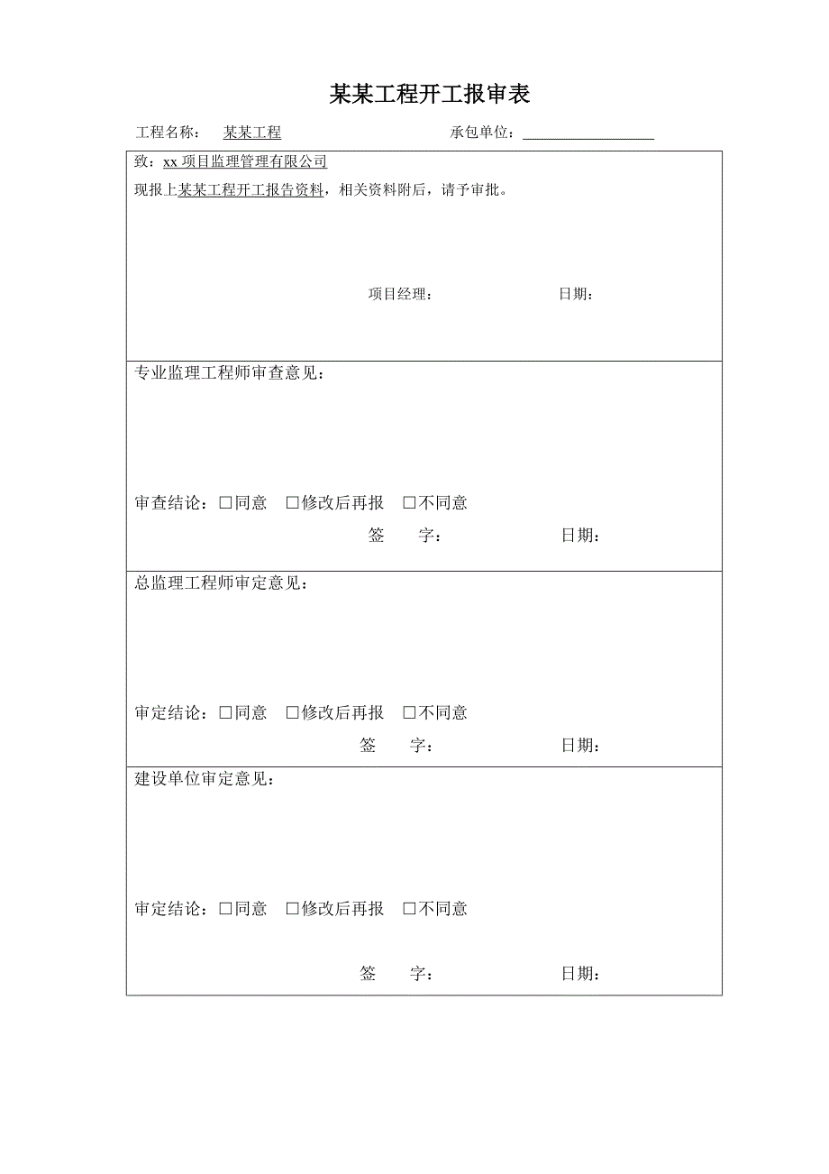 市政道路工程总体开工报告_第1页