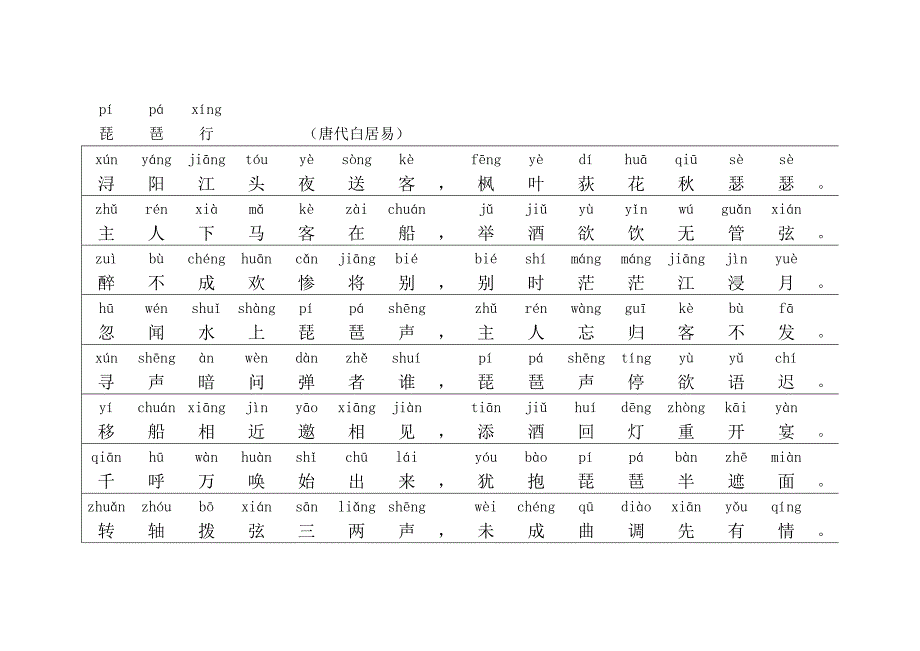 琵琶行拼音版_第1页