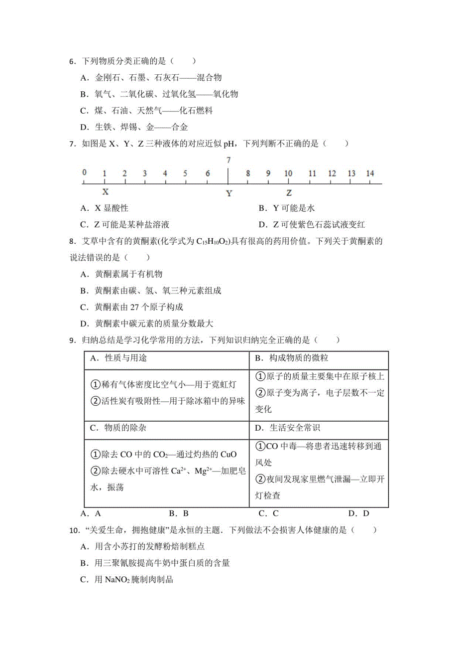 2023年山东省淄博市中考化学模拟（一）_第2页