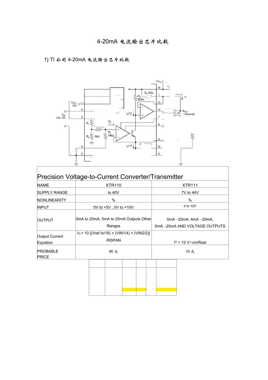 4-20mA电流环、电压电流转换芯片方案比较_第1页