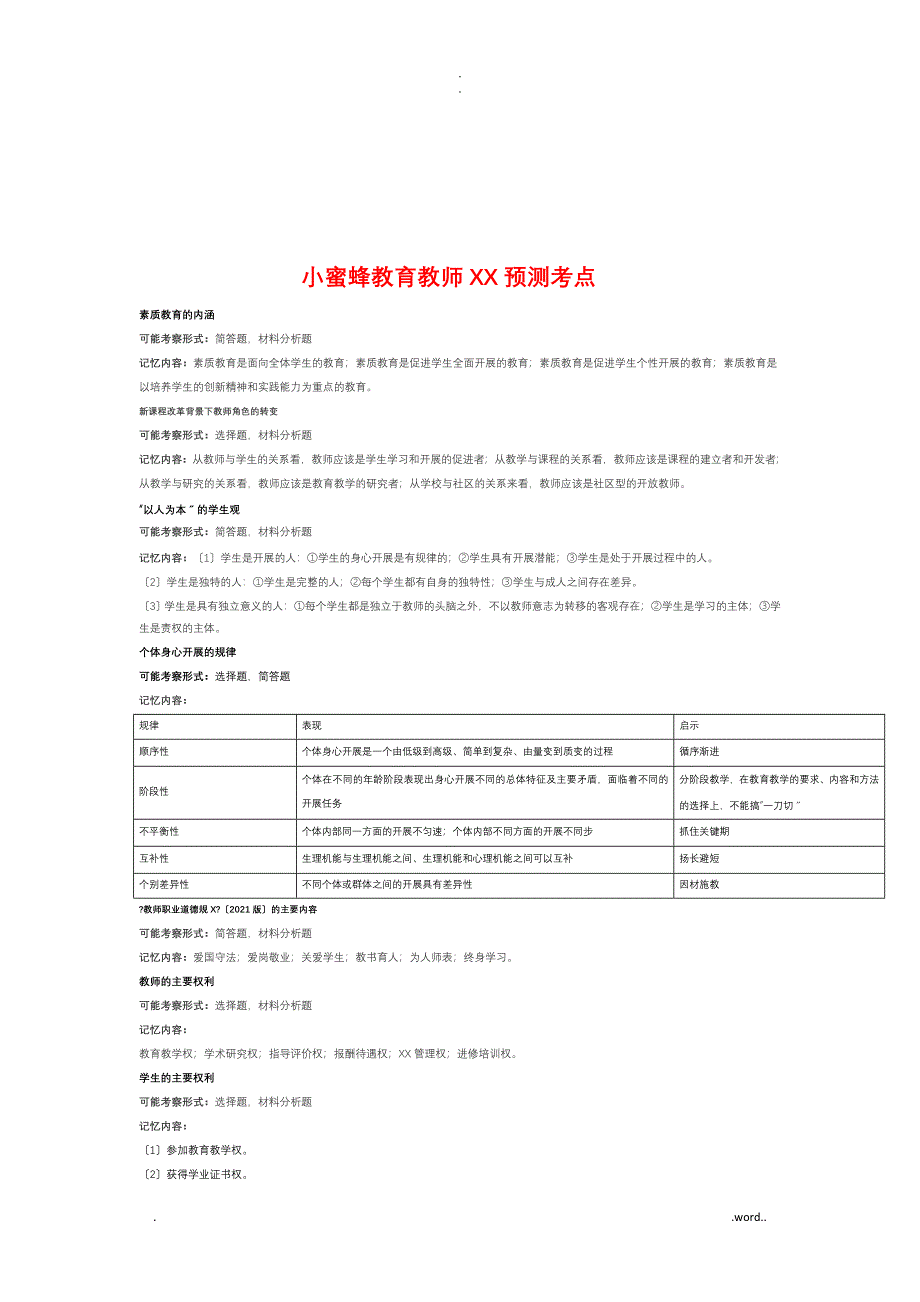 教师资格证考试重点资料_第1页