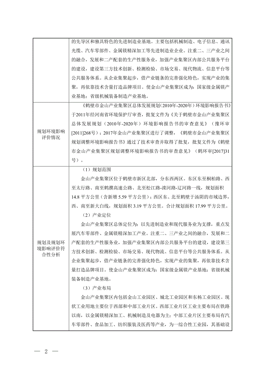 旺德盛新材料技术（鹤壁）有限公司年产168万件镁合金压铸模板项目环境影响报告.doc_第3页